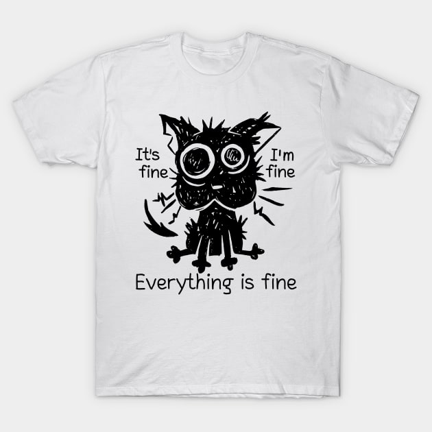 Stressed cat funny T-Shirt by FunSillyShop